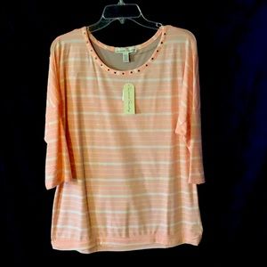 French Laundry-light peach and white color, long sleeve shirt, new